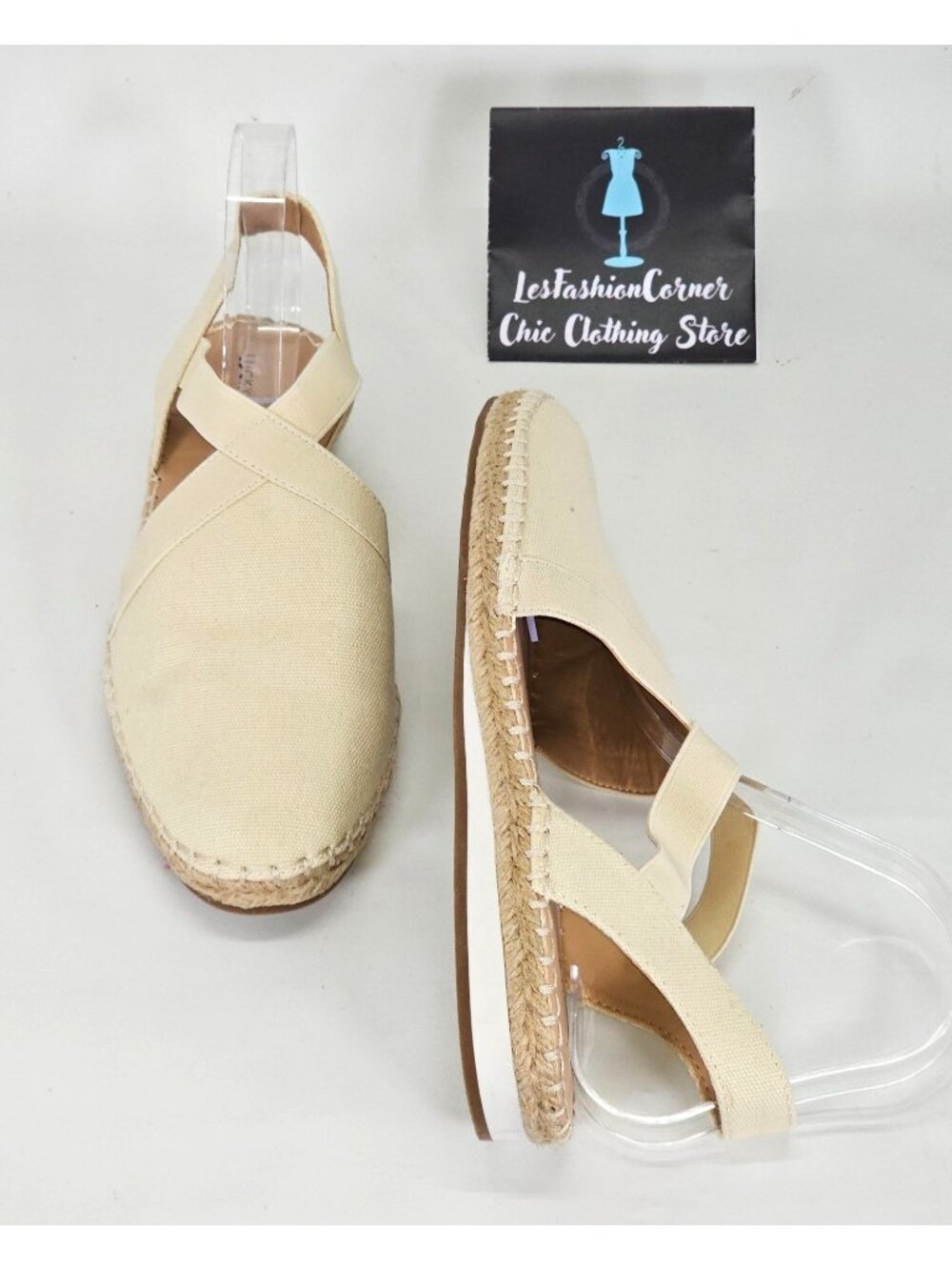 NWOB Lucky Brand Rifka Women's Espadrille Flats Beige Canvas Slip-On Sz 10 058 - Picture 7 of 14